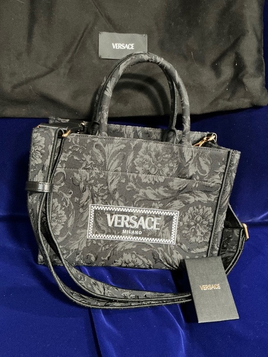 Versace Handbags - NEW Versace Small Tote Embroidery Jacquard Barocco Black original $1595